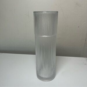 Elegant Clear Glass Carafe and Tumbler Cup Two Part Drinkware Set